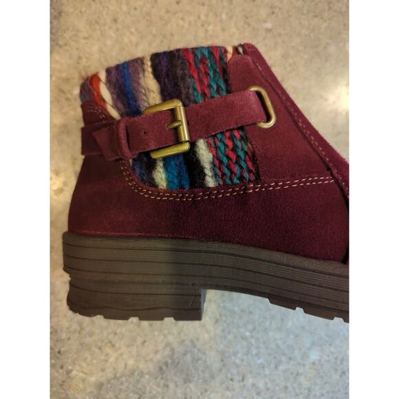 Earth Origins Tate Water Repellent Boots Merlot Cow Suede Aztec Women's Size 6.5 - Picture 3 of 8